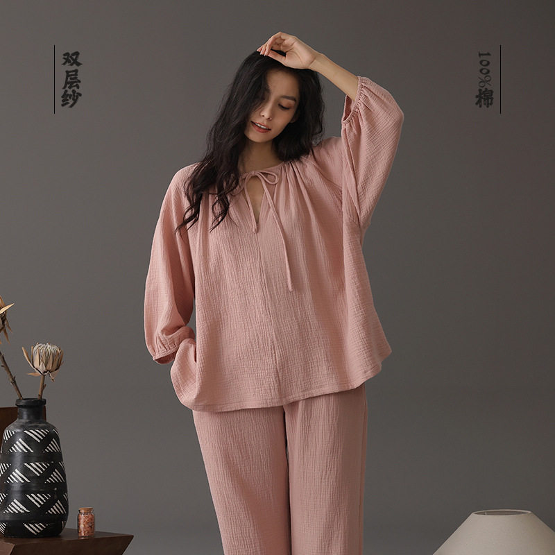 【A类双层纱】新秋侘寂风女士睡睡衣/家居服套装