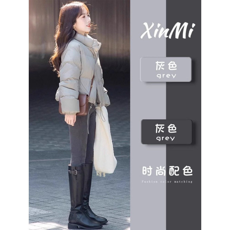 韩版灰色短款加厚小个子肯豆风羽绒棉服面包服外套女冬季2023新款
