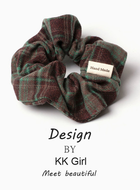 格子大肠发圈2026年新款女高级感气质百搭肥肠复古扎头发头绳发饰