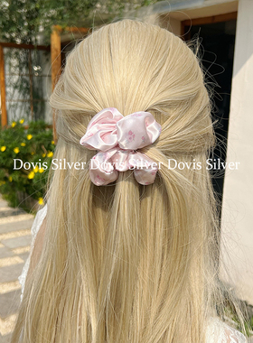 韩系甜美碎花大肠发圈小众ins氛围感养发蓬松立体高级丸子头发绳