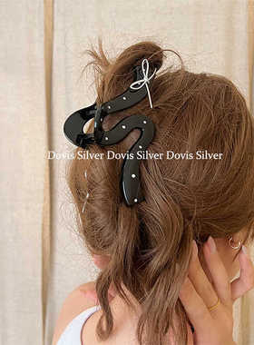 法式双色波点波浪款百搭气质优雅半抓发夹头饰发卡鲨鱼夹几何发饰