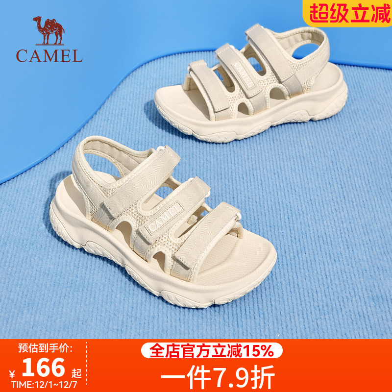 骆驼厚底休闲魔术贴休闲凉鞋