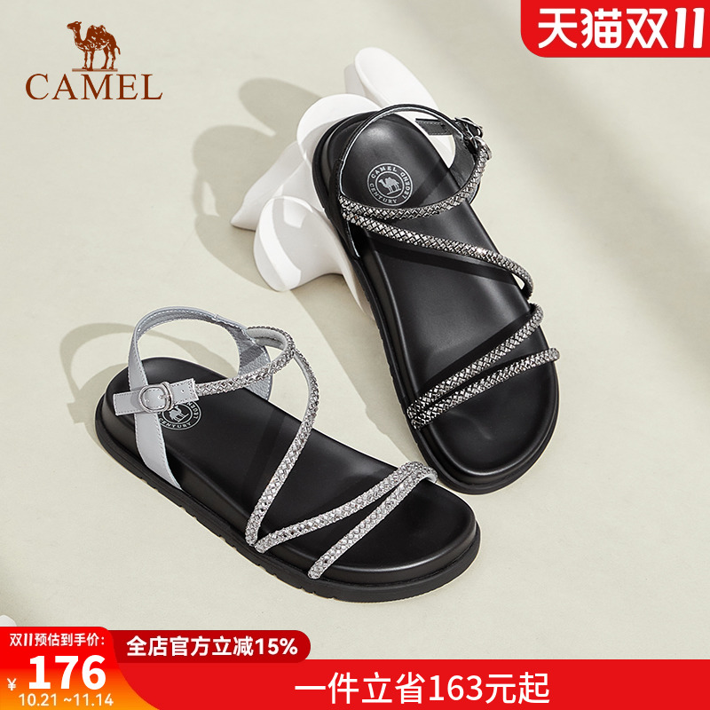 骆驼女鞋2025夏季新款厚底增高百搭时装凉鞋时尚青春潮流休闲鞋