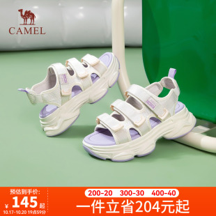复古运动沙滩鞋 骆驼女鞋 ins潮女休闲增高厚底凉鞋 新款 2024年夏季