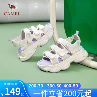 复古运动沙滩鞋 骆驼女鞋 ins潮女休闲增高厚底凉鞋 2024年夏季 新款