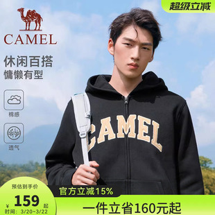 骆驼加绒外套女款男款秋冬季美式帽衫拉链卫衣情侣上衣长袖运动服