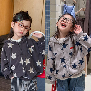娇气妈儿童外套女宝韩版五角星印花卫衣女童春装小童女宝洋气上衣