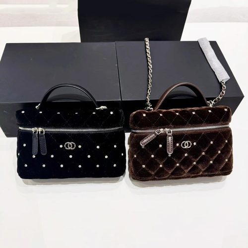 小香风盒子包丝绒链条包斜挎小包