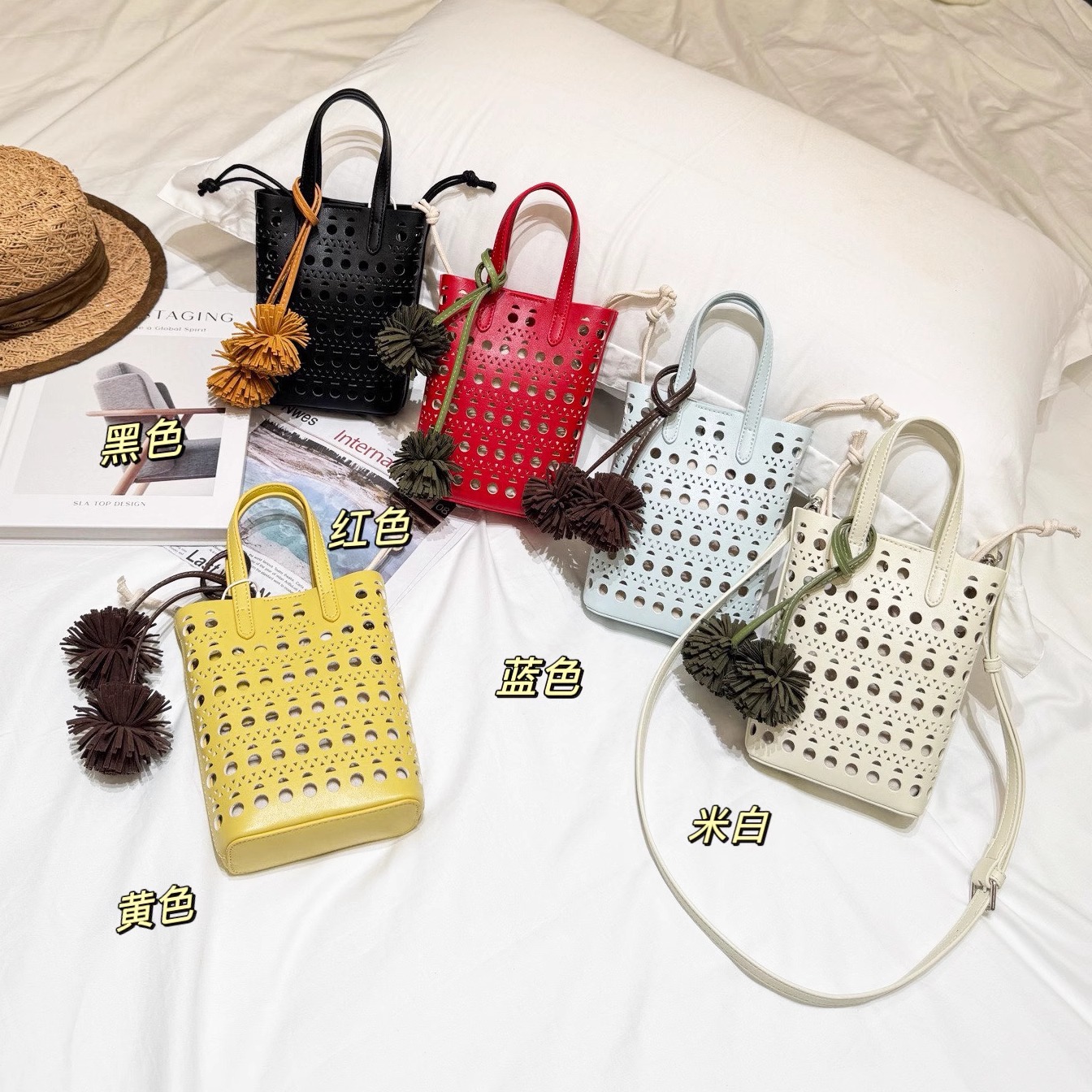 真皮手机包镂空包女迷你斜挎小包