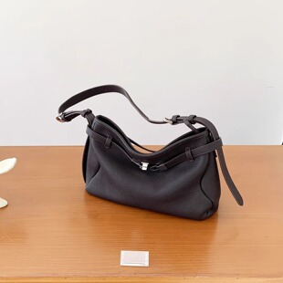 头层牛皮凯莉包女腋下包高级感真皮单肩斜挎包大容量松弛感托特包