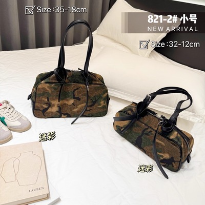 迷彩帆布托特包波士顿保龄球包包