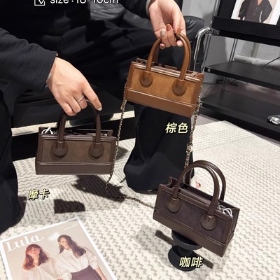 手提盒子包女超火斜挎链条小方包