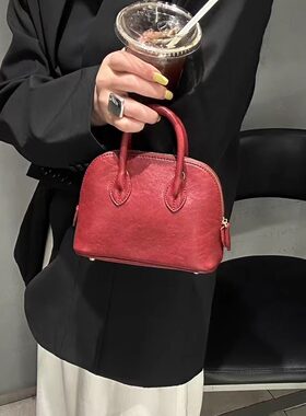 迷你贝壳包红色手拎小包斜挎包女