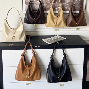 慵懒松弛感单肩包hobo包包女休闲软皮通勤包真皮大包大容量托特包