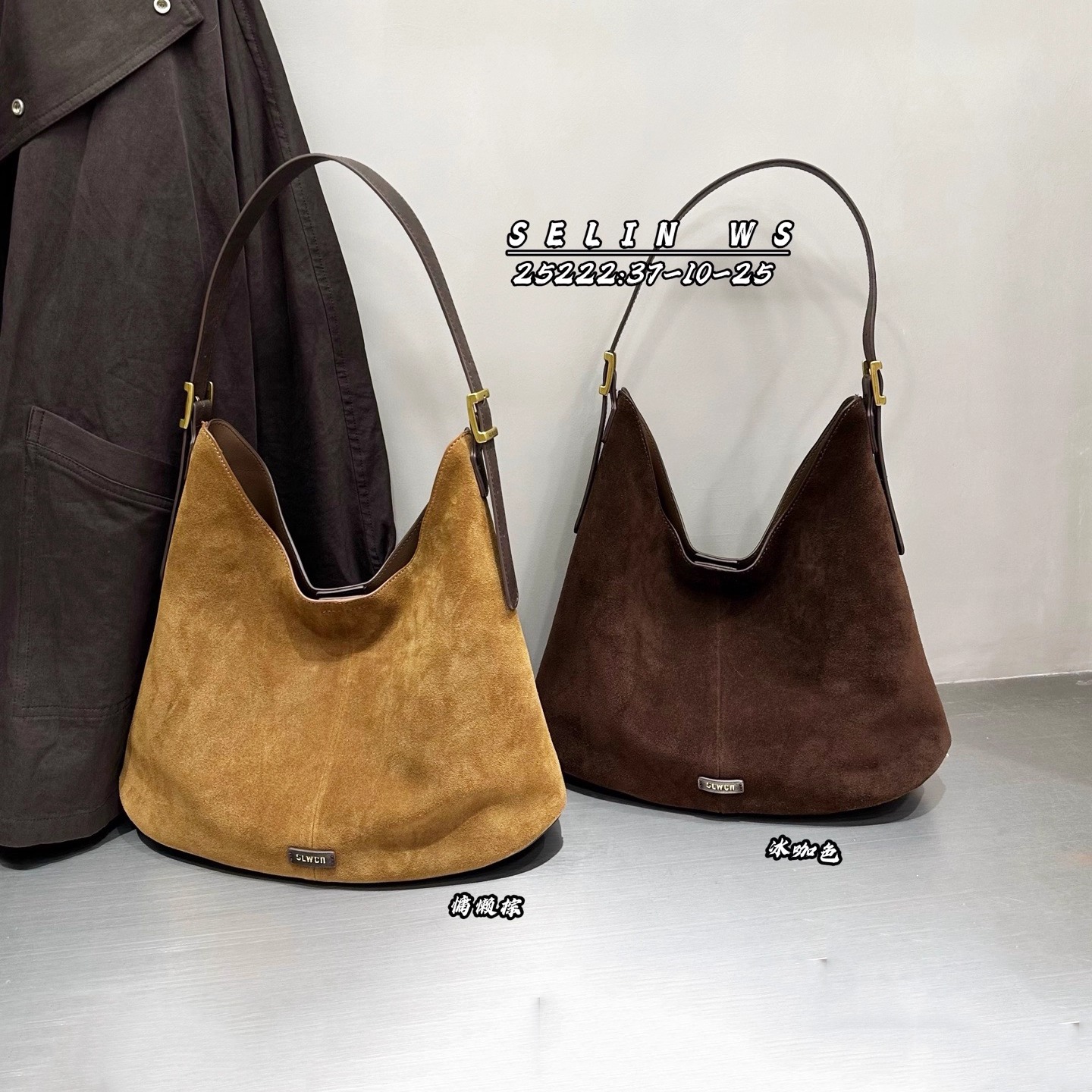 磨砂牛皮托特包大容量单肩麂皮包