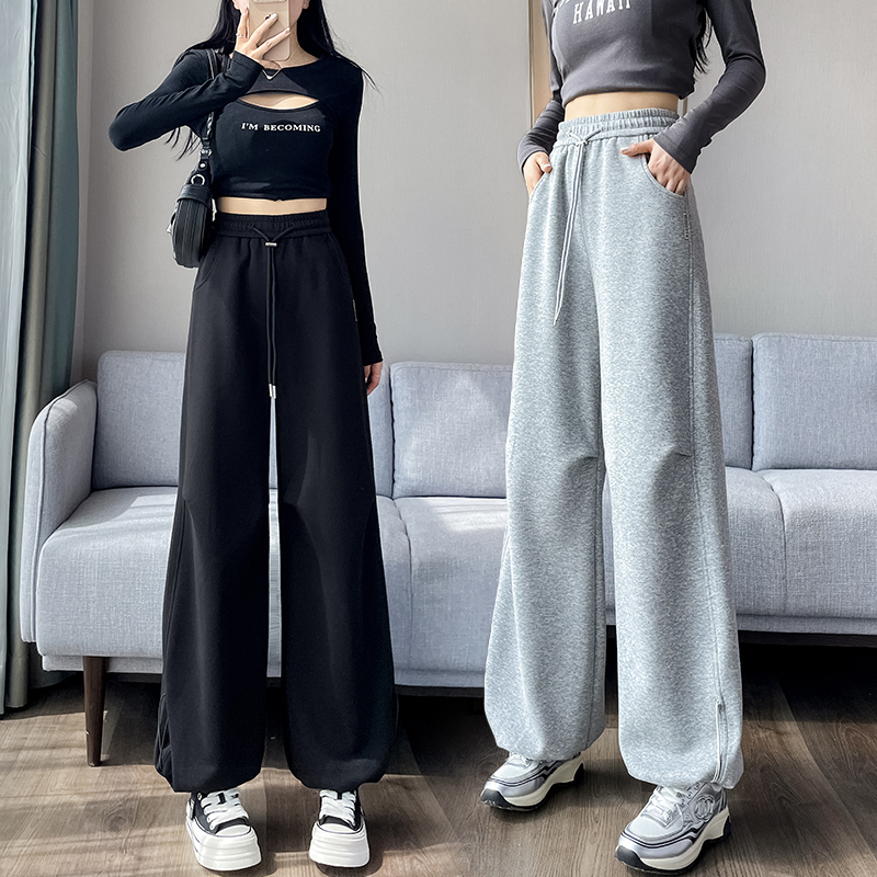 春秋季高中初中学生运动裤女2025新款宽松学生休闲卫裤束脚灯笼裤