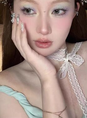 叠戴层次设计感白色蕾丝飘带项链女细窄长丝带百搭锁骨颈带丝巾