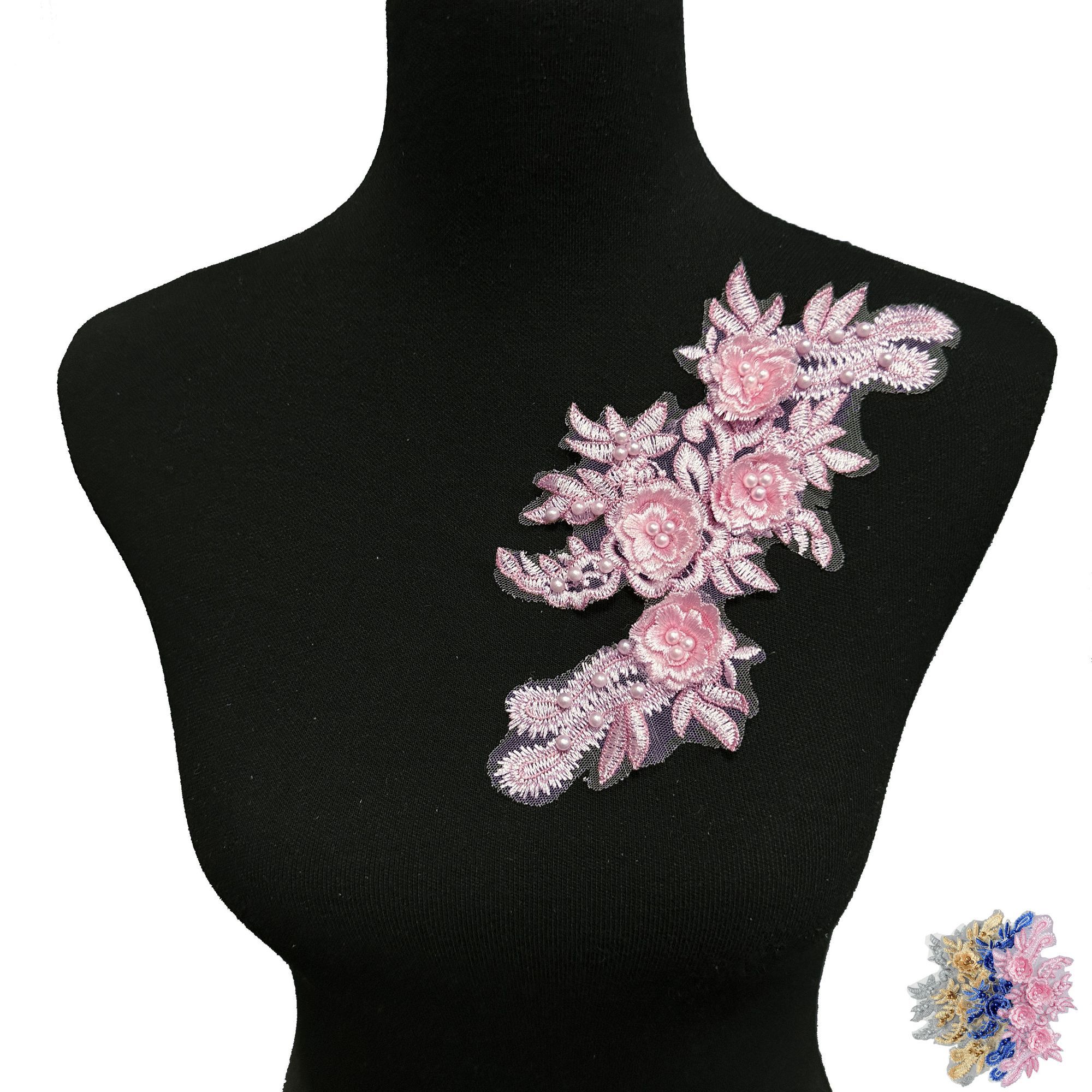 钉珠花边花朵网纱刺绣DIY服饰