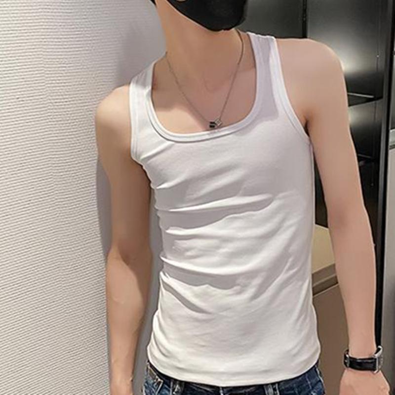 运动背心男士纯棉夏季修身跨栏两根筋二道吊带内穿无袖打底衫T恤