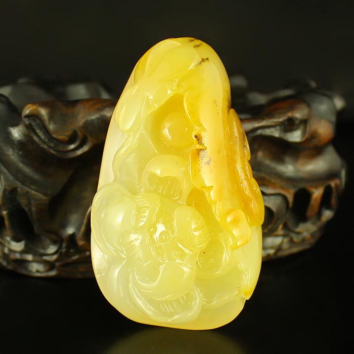 一口价 云南天然俏色黄龙玉精工精雕挂件吊坠 鸟语花香 包邮