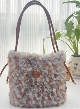 手作手工diy手提包秋冬皮草单肩挎包小包材料包冬季钩织diy材料包