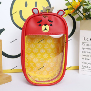 新款化妆包收纳包卡通小黄鸭娃包熊哥熊妹手提包高颜值女生痛包