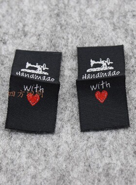 卡通手工双锦织标服装领标现货handmade布标玩具标签定制织唛商标