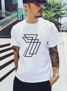 HANDIAN潮牌夏季新款短袖t恤男潮流纯棉宽松上衣学生简约体恤衫男