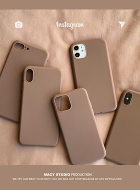 13mini奶茶纯14适用苹果12promax手机壳11复古iPhone17Air硅胶XS软套XR黑白色15Plus卡其棕16pro