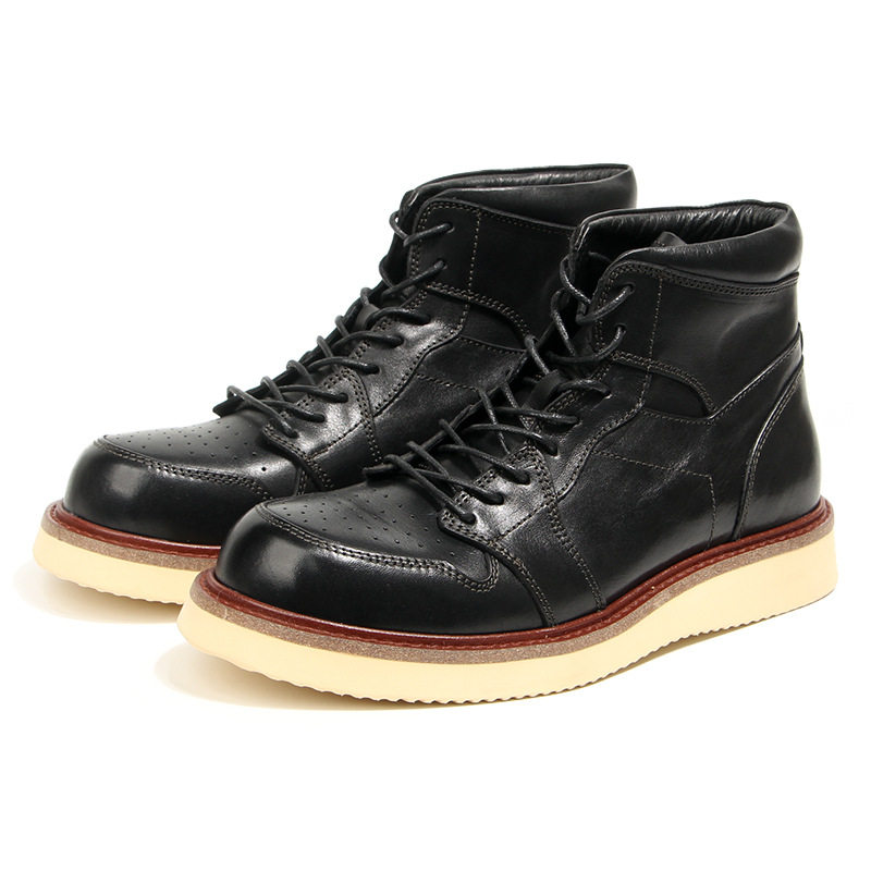 手工固特异马皮高帮马丁靴工装复古擦色做旧男皮鞋真皮骑士户外靴