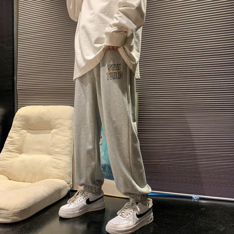 2022 春季新款港风刺绣束脚卫裤休闲裤227-2*C503*P45控58图片