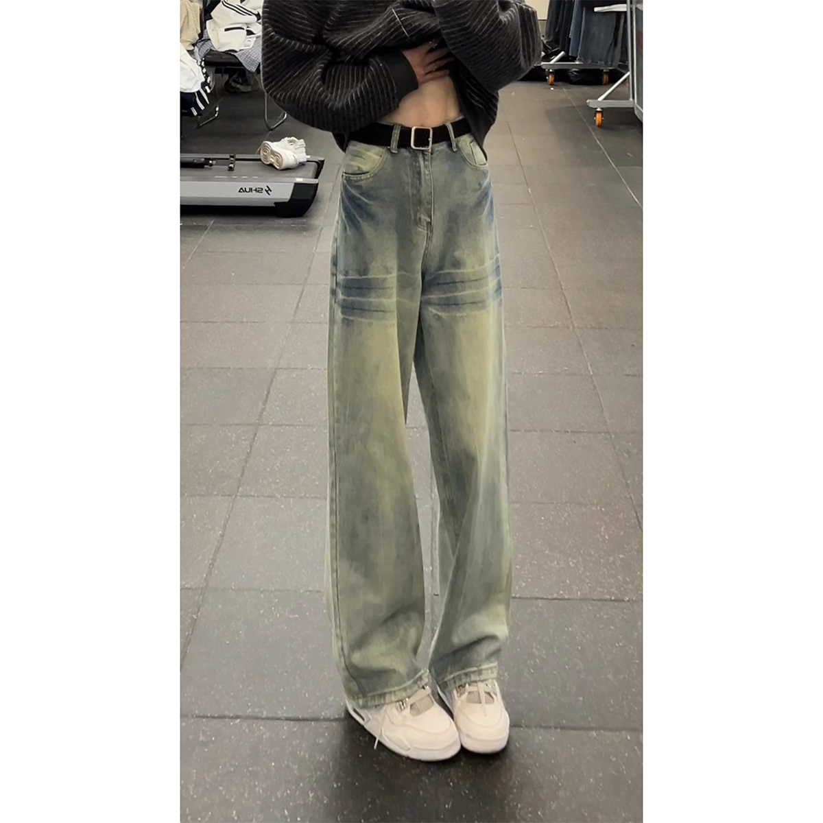 美式高街牛仔裤小众设计男装裤子潮牌痞帅炸街阔腿宽松直筒拖地裤，男装牛仔裤，星座511-1