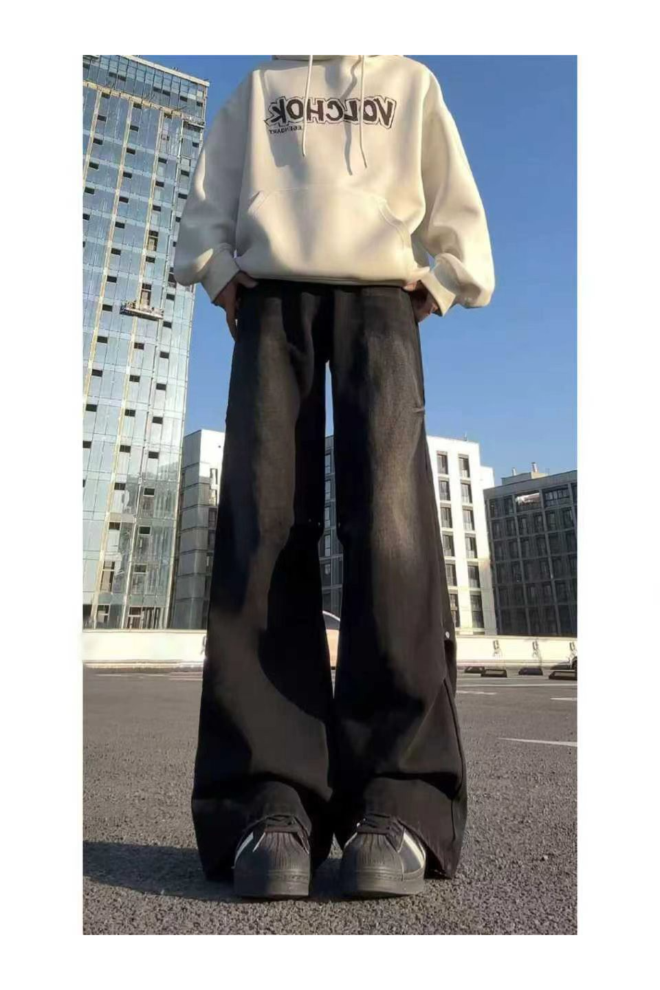 秋冬水洗美式复古压褶男款牛仔裤子黑色中腰潮牌高街显高显瘦铆钉,男装牛仔裤,星座511-1