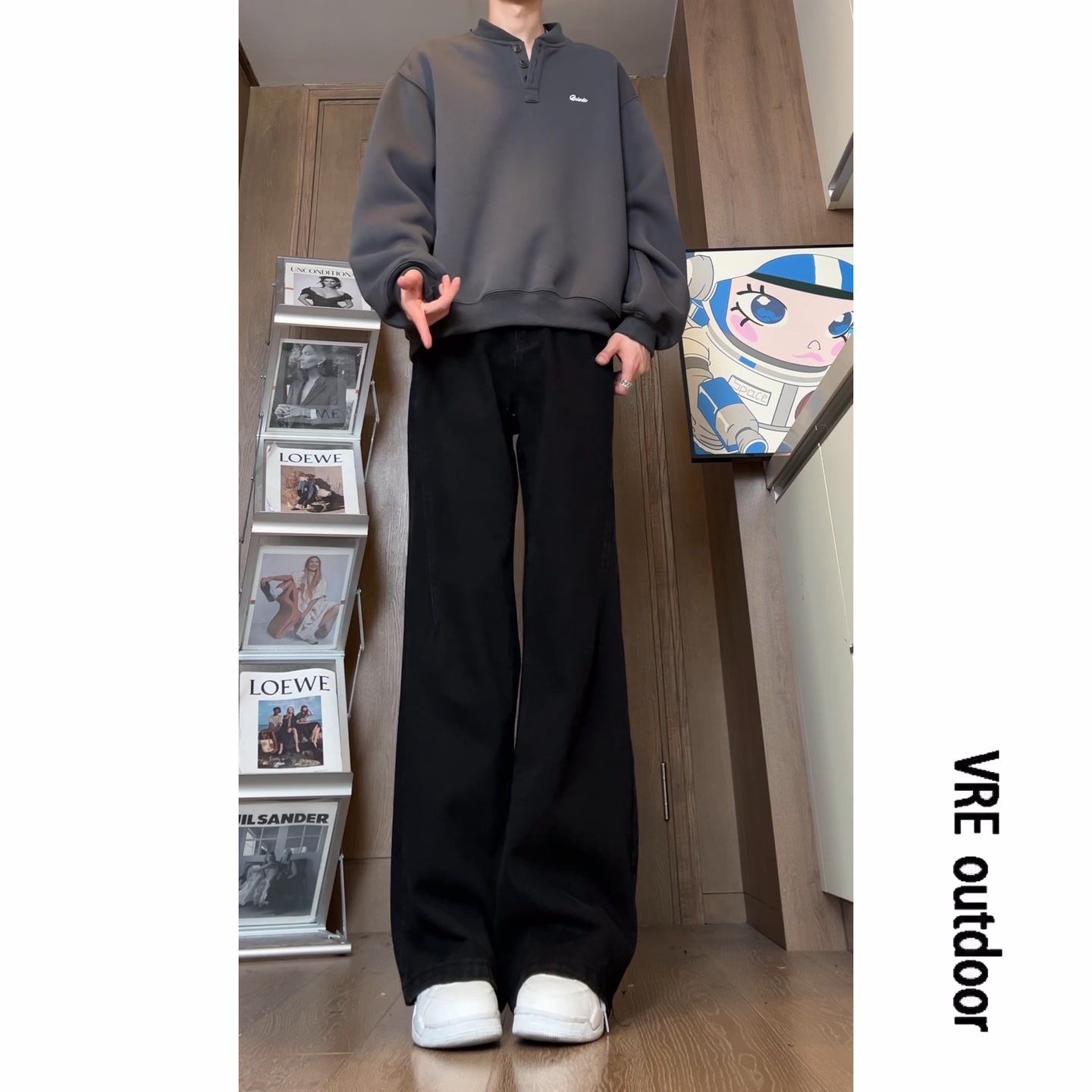 美式高街潮牌水洗做旧牛仔裤男女宽松百搭直筒长裤子潮流阔腿裤秋,男装牛仔裤,星座511-1