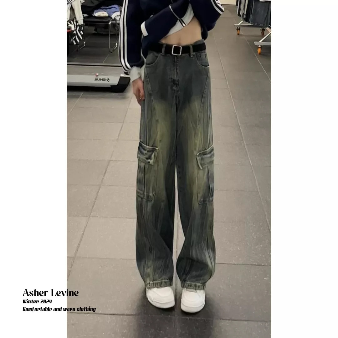 美式复古工装牛仔裤潮男秋冬多口袋设计感高街时尚百搭直筒长裤子,男装牛仔裤,星座511-1