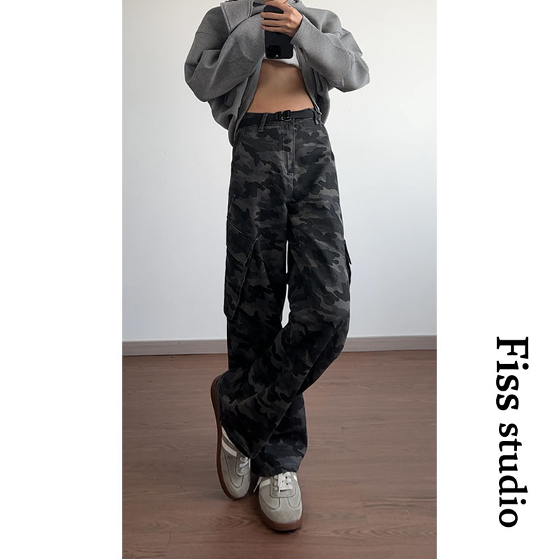 美式牛仔休闲裤男秋季潮牌宽松百搭迷彩裤子2025新款潮流男款裤子，男装休闲裤，星座511-1