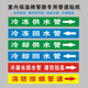 空调冷冻冷却供回冷凝排水消防排烟管路道标识提示标签不干胶贴纸