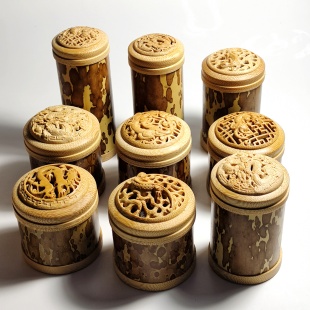 天然梅妃竹雕刻把玩件虫具鸣虫盒蛐蛐罐蝈蝈罐蛉子盒文玩手把件