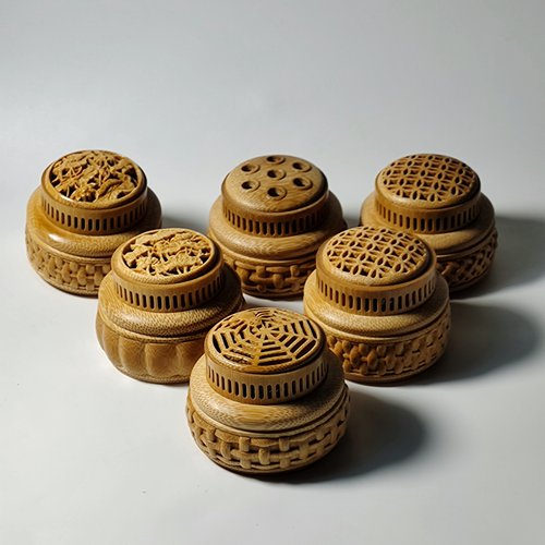 精品一物一拍玉竹镂空雕刻新款蛉虫虫具叫罐把玩罐工艺品摆件