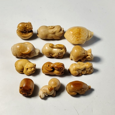 实心竹竹雕小老鼠福猪挂件生肖小摆件手工打磨把件文玩精品钥匙链