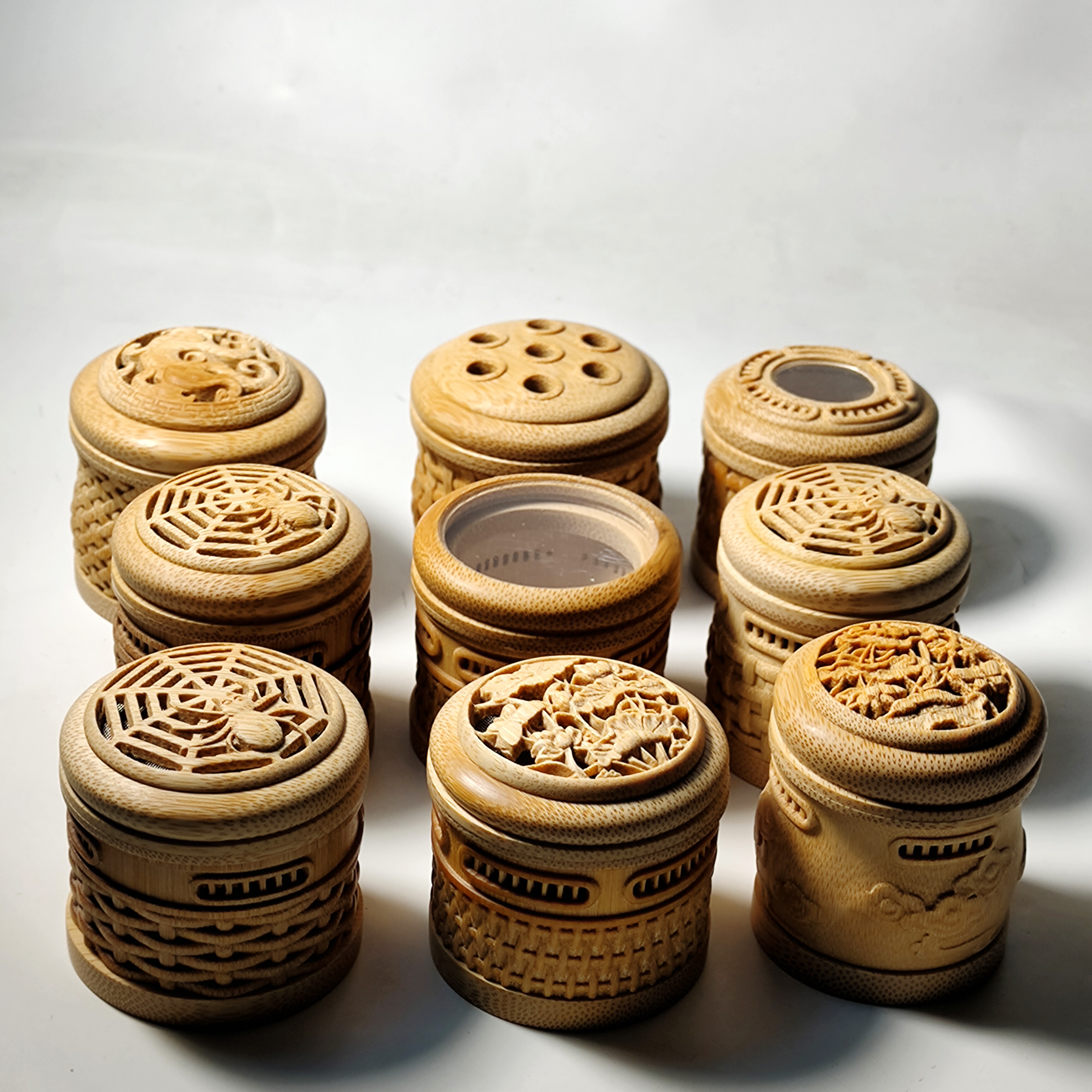 精品老玉竹雕刻虫具鸣虫盒蛐蛐竹蛉黄蛉蛉子盒文玩手把件