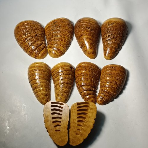 手工竹根雕九宫八卦圣杯摆件