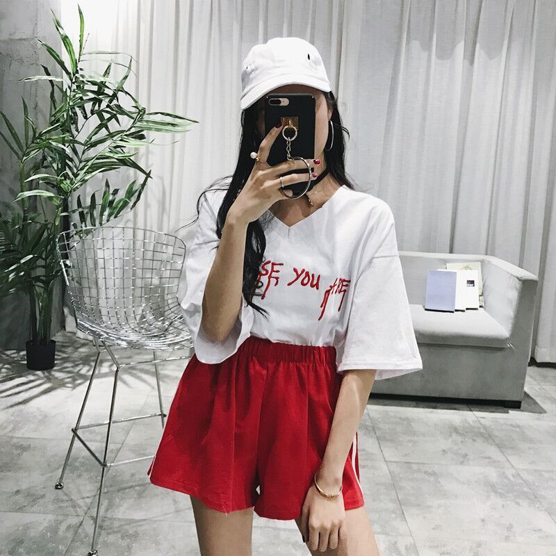 时尚休闲运动女夏2019新款套装两件套短袖学生短裤V领闺蜜装T恤潮|ruв категории Женская одежда, костюм/студенты школьную форму/обмундирования, досуг, спортивный костюм - от Buy2taobao.com для оказания профессиональной услуги покупки агента Taobao