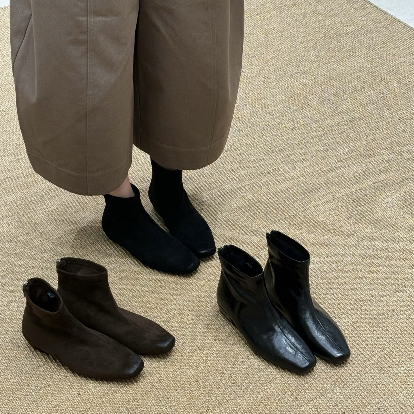 2026新款真皮平底短筒切尔西靴小方尖头内增高裸靴踝靴短靴女