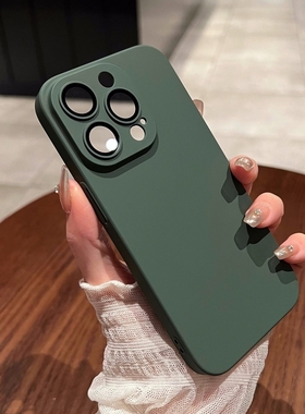 小众墨绿色适用真我Realme11/10pro+手机壳GTneo2/3不发黄GT5高级感5se复古V23纯色肤感磨砂全包硬壳Q3pro薄