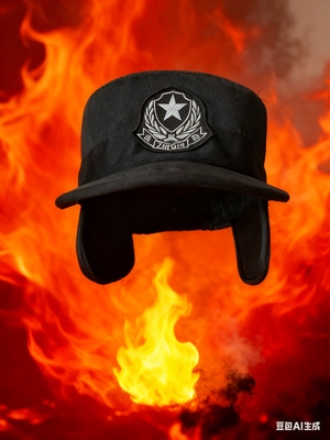 黑色保安帽加绒加厚保暖防风冬季护耳执勤物业调节门卫平顶工作帽