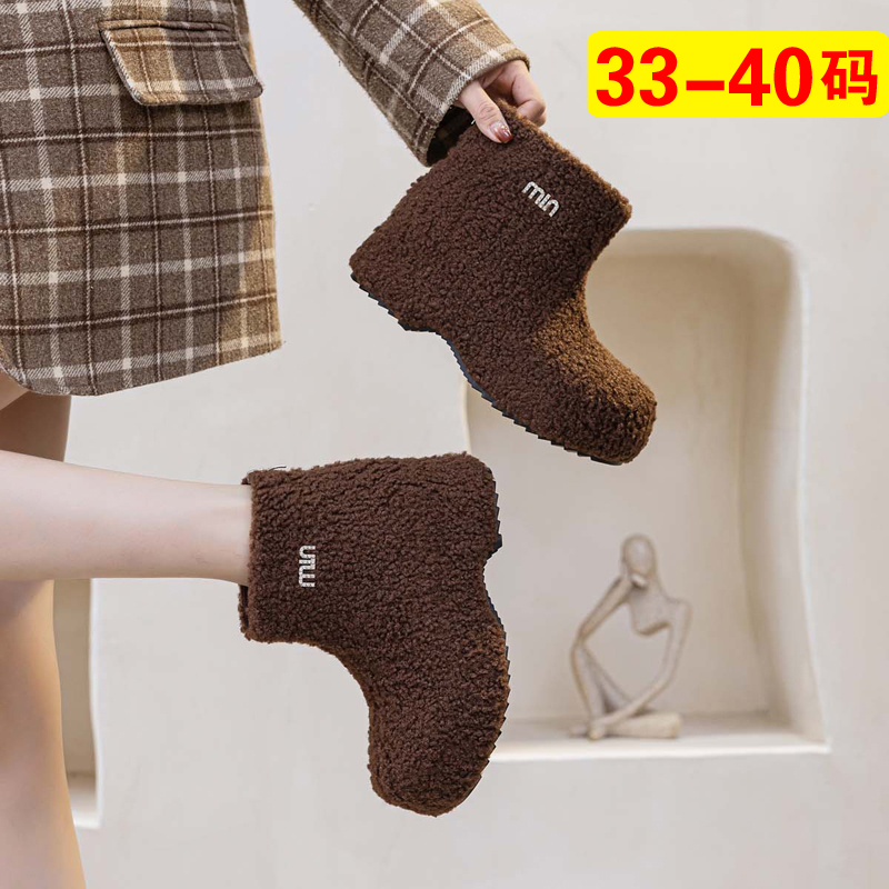 加绒保暖棉鞋女冬外穿内增高雪地靴冬季毛毛靴2025新款冬天勃肯鞋