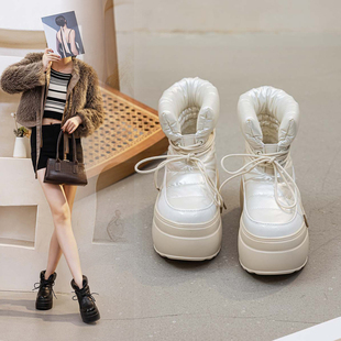 8cm厚底增高雪地靴女2025新款冬季棉鞋加厚防寒面包鞋冬天雪地鞋