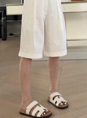 妍西家 诗歌兰女装26夏58677时尚白色裤脚翻边休闲中裤口袋可退换