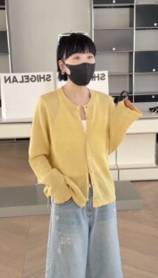 防晒薄款 妍西家 百搭黄色针织开衫 91070时尚 诗歌兰女装 26春款
